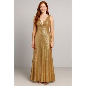 NWT Gold Sequined Renz Amelia Gown - Plus Size